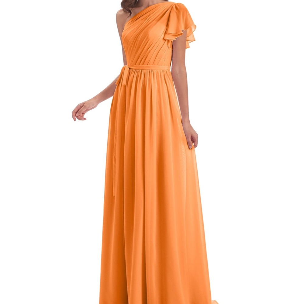 Elegant Orange One-Shoulder Dress